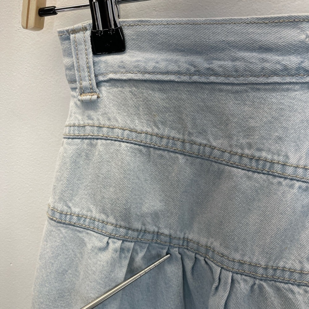 Vintage 80s Candie's Denim Skirt High Waist Midi Light Wash Waist 26" SEE FLAWS - Picture 7 of 16